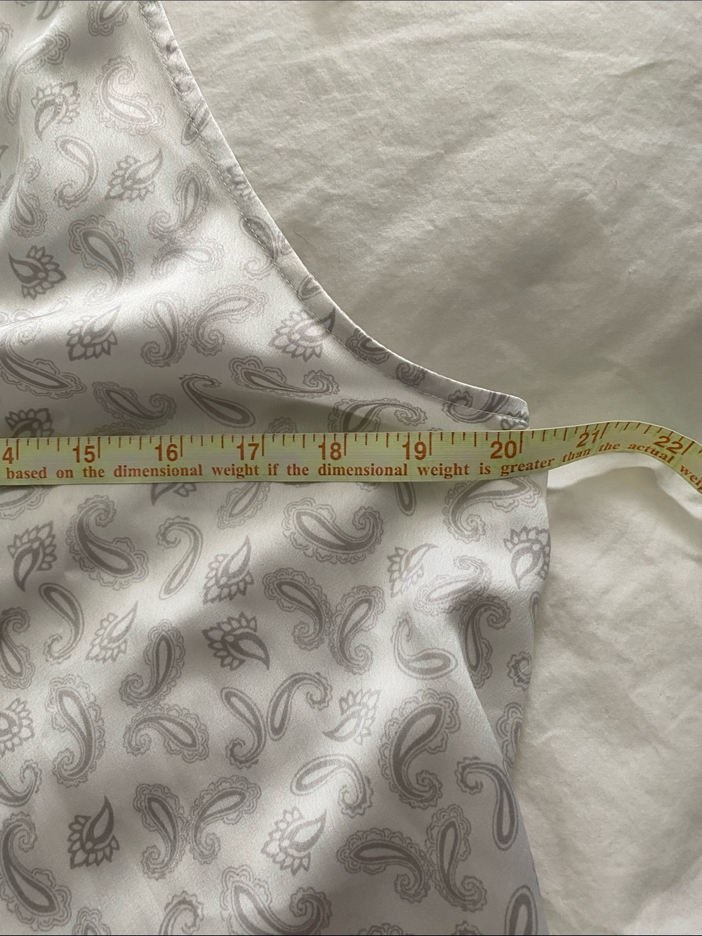 Ann Taylor Sleeveless Paisley Satin Tie-Neck Camisole - White & Gray - Picture 5 of 7
